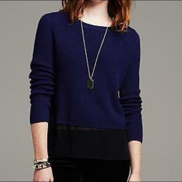 NWOT Banana Republic dark blue layered ribbed soft sweater - Picture 3 of 9